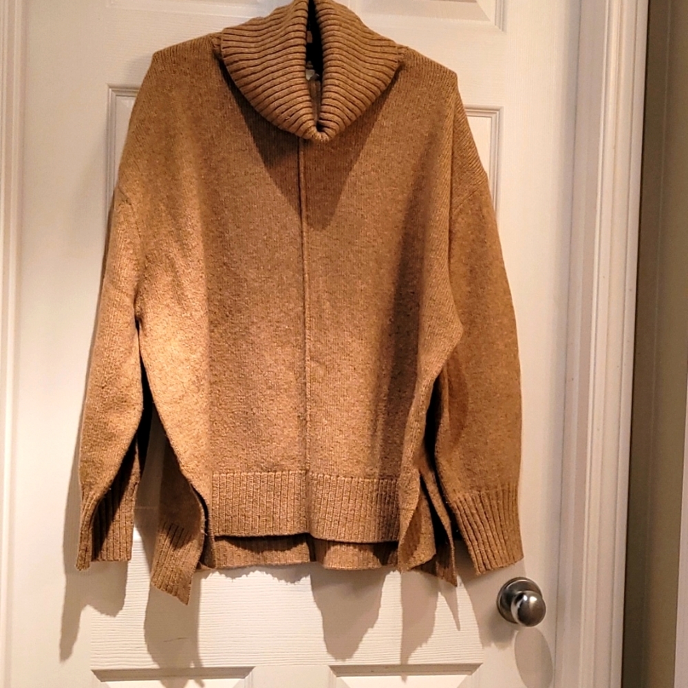 H&M beige turtleneck tunic sweater sz lg